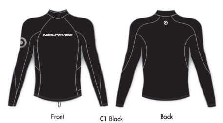 Neil Pryde Mens Classic Long Sleeve Rashguard Black Front and Back