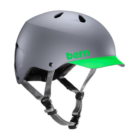 Bern Watts H20 Water Helmet Kitesurfing Hard Hat Matte Grey With Neon Green Brim