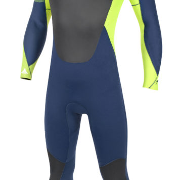 NP Rise 3/2 Backzip Kiteboarding Wetsuit Navy/Lime Front
