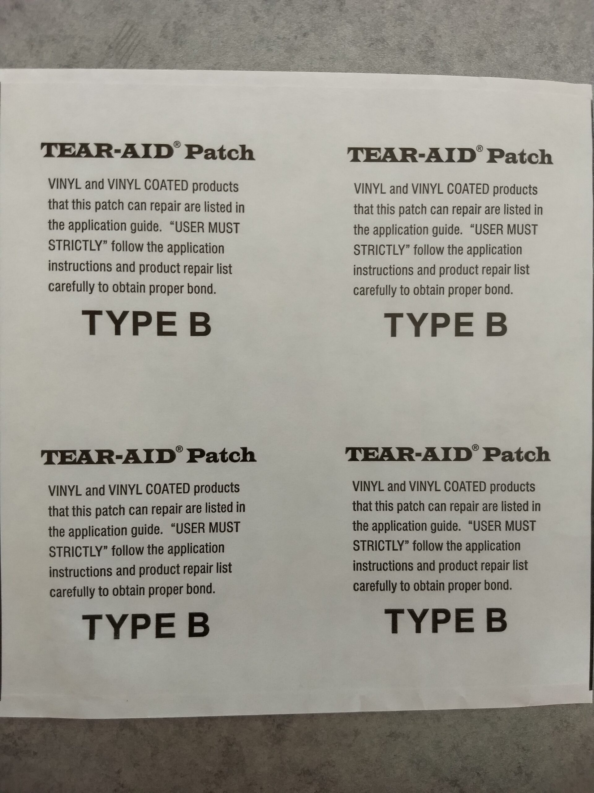 Tear Aid Type B 6″x6″ Vinyl Repair Patch