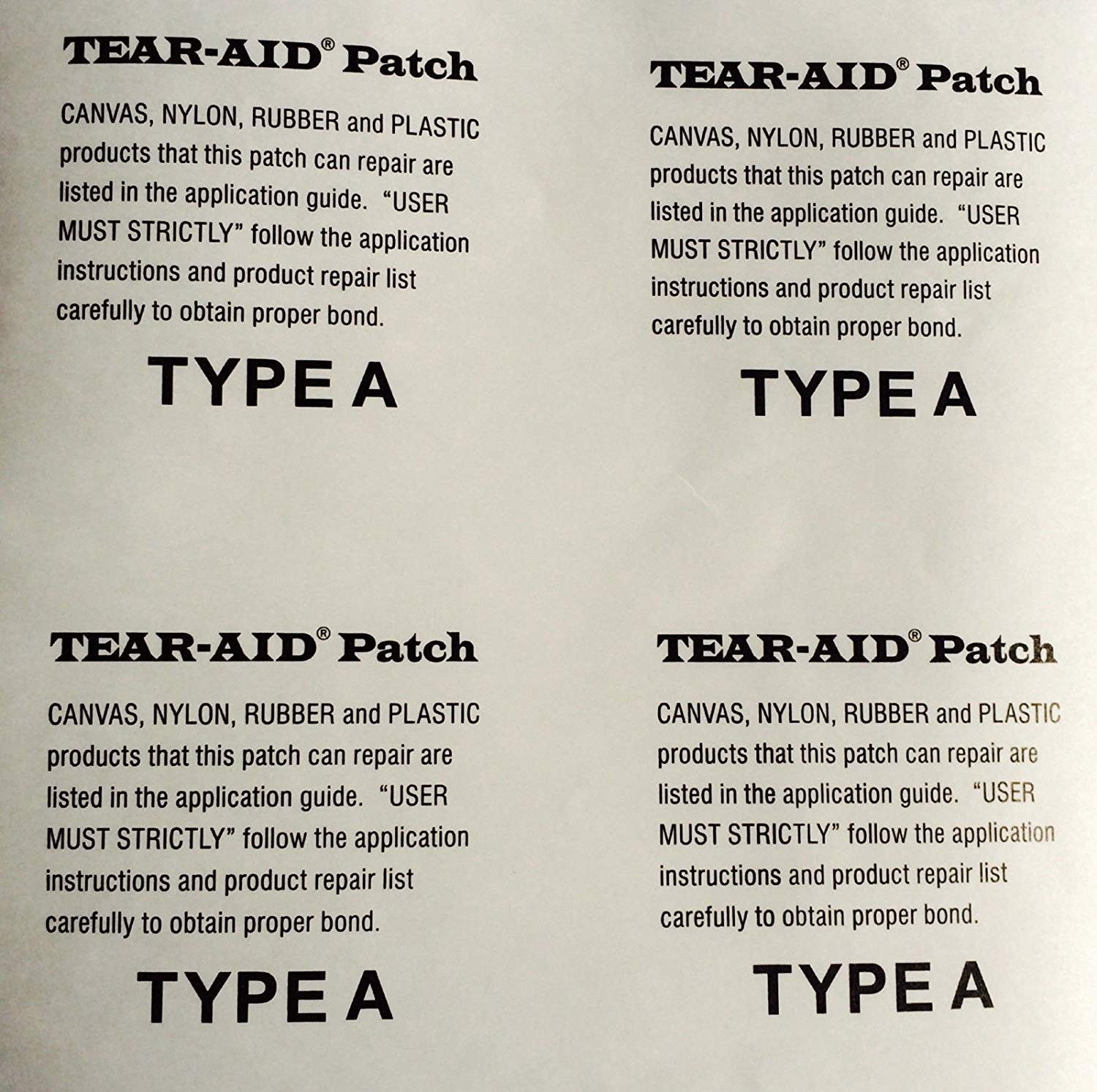 Tear Aid 6 x 3 Type A Fabric, Rubber, Canvas Repair Patch Kit