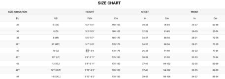 2020 Neil Pryde Womens Wetsuit Sizing Chart