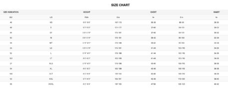 2020 Neil Pryde Mens Wetsuit Sizing Chart