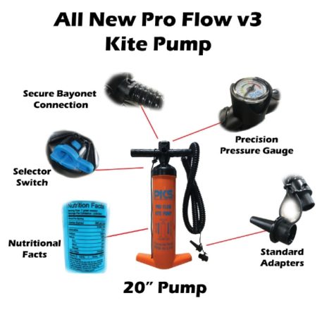 PKS Pro Flow V3 Kite Pump 20" for Kiteboarding SUP with features