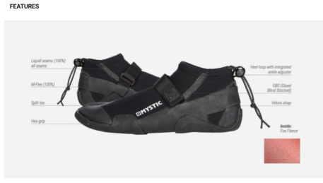 2021 Mystic Marshall 3mm Split Toe Kiteboarding Wetsuit Boot Features