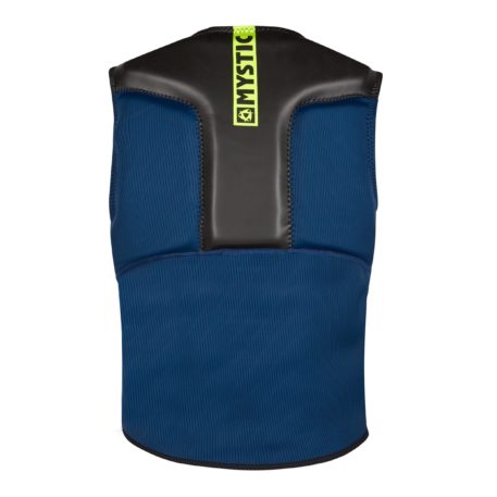 2021 Mystic Block Kiteboarding Front Zip Impact Vest Navy/Lime Back