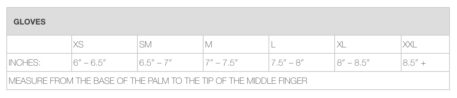 2021 Hyperflex Kiteboarding Glove Sizing Chart