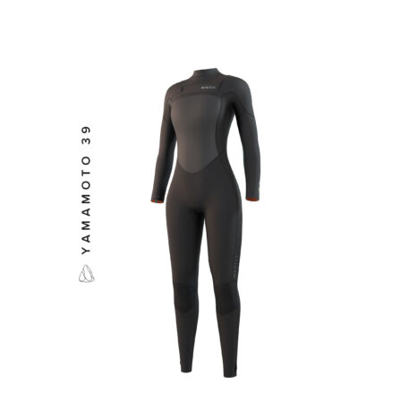 2022 Msytic Womens Gem Double Front Zip 5/4 Kiteboarding Wetsuit Black Front