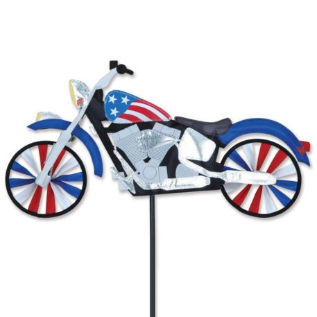 Patriotic Motorcycle 22" Yard Garden Wind Spinner