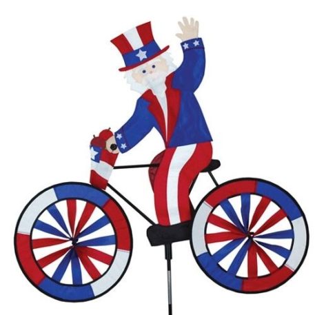 Uncle Sam 30" Bike Patriotic Yard Garden Wind Spinner
