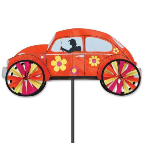 22" Volkswagon Beetle Orange Hippie Mobile Yard Garden Ground Wind Spinner