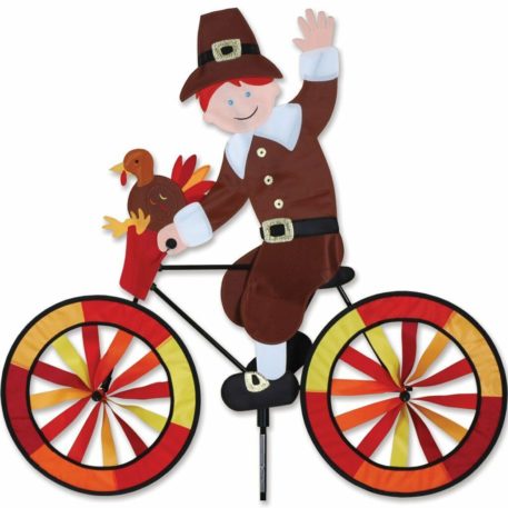 Thanksgiving 30" Autumn Pilgrim Bicycle Yard Garden Ground Wind Spinner